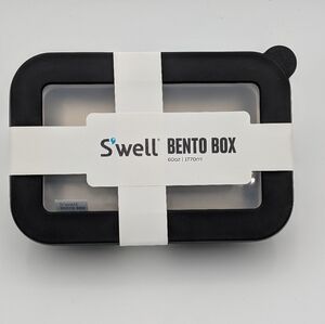 Swell Bento Box Peony Black  S’well Food Container With Divider 9.5x6.5x3" New